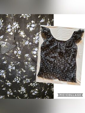 Miley Cyrus & Max Azria Black Floral Sheer Blouse